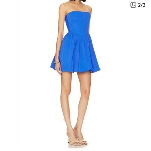 AMANDA UPRICHARD pompeo strapless mini dress in cobalt blue size M